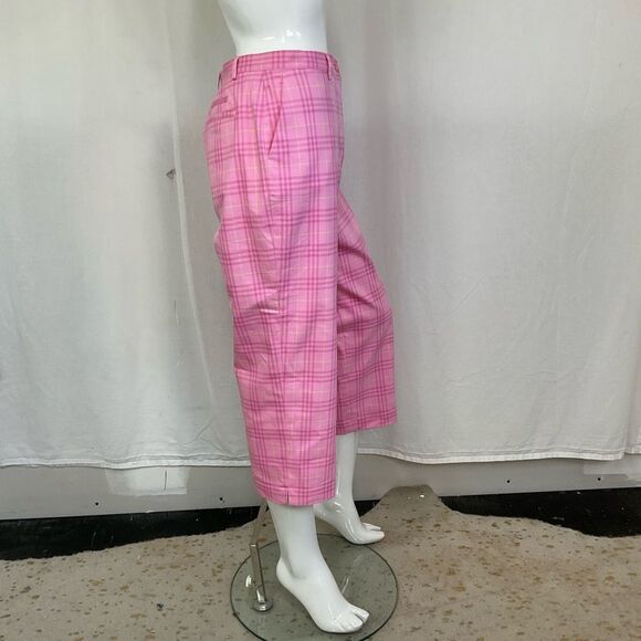 Burberry Golf Pink  Vintage Nova Check Plaid Capris high Rise Trouser Pink 28 - Picture 4 of 13